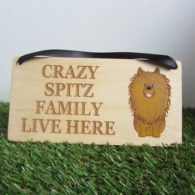 Crazy Spitz Family Wooden Sign, Dog Gift, Dog Sign, Dog Decoration, Wooden Sign, Spitz Gift, Spitz