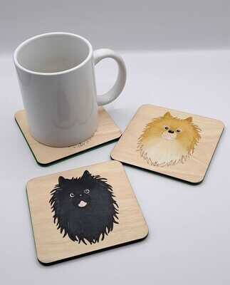 Spitz Wooden Coaster, Spitz Gift, Dog Coaster, Wooden Coaster