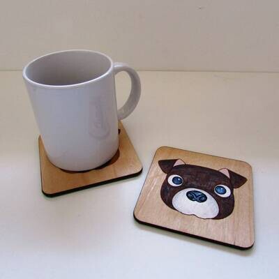 Staffie Wooden Coaster, Staffie Gift, Dog Coaster, Wooden Coaster