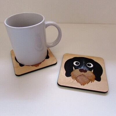 Pointer Wire Hair Wooden Coaster, Pointer Gift, Dog Coaster, Wooden Coaster