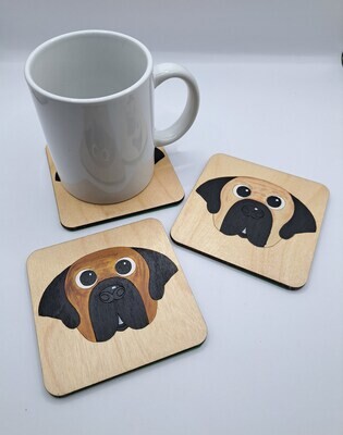Mastiff Wooden Coaster, Mastiff Gift, Dog Coaster, Wooden Coaster