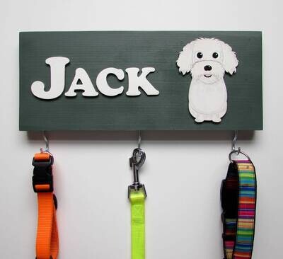 Personalised Bichon Lead Holder, Leash Holder, New Home Gift, Spring Decor, Dog Owner Gift