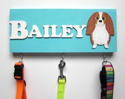 Personalised Cavalier King Charles Lead Holder, Leash Holder, New Home Gift, Dog Owner Gift