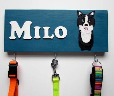 Personalised Border Collie Lead Holder, Leash Holder, New Home Gift, Dog Owner Gift