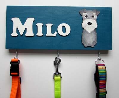 Personalised Schnauzer Lead Holder, Leash Holder, New Home Gift, Spring Decor, Dog Owner Gift
