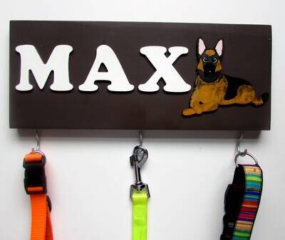 Personalised German Shepherd Lead Holder, Leash Holder, New Home Gift, Dog Owner Gift