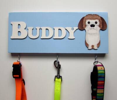 Personalised Shih Tzu Lead Holder, Leash Holder, New Home Gift, Spring Decor, Dog Owner Gift
