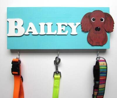 Personalised Long Haired Dachshund Lead Holder, Leash Holder, New Home Gift, Dog Owner Gift