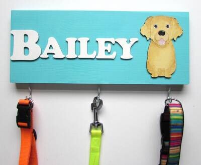 Personalised Golden Retriever Lead Holder, Leash Holder, New Home Gift, Dog Owner Gift