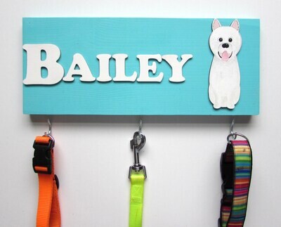 Personalised Samoyed Lead Holder, Leash Holder, New Home Gift, Spring Decor, Dog Owner Gift