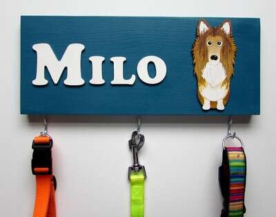 Personalised Collie Lead Holder, Leash Holder, New Home Gift, Dog Owner Gift