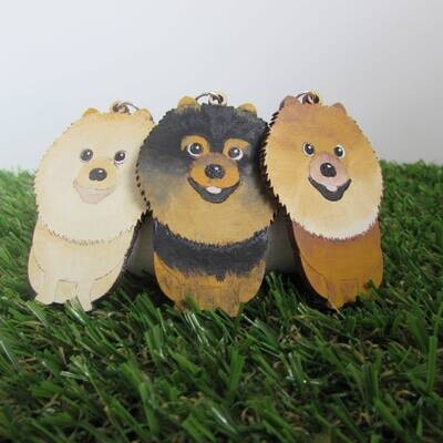Pomeranian Wooden Keyring