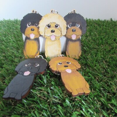Yorkiepoo Wooden Keyring