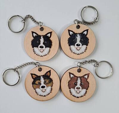 Border Collie Wooden Keyring, Dog Keyring, Keyring, Keychain, Dog Key chain, Border Collie Gift, Border Collie