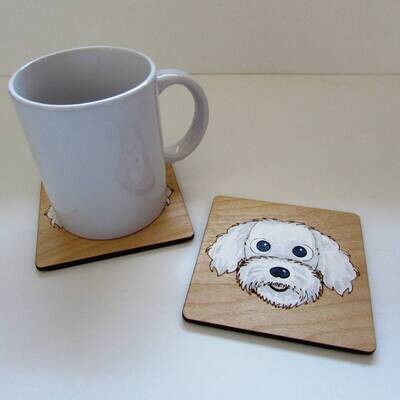 Bichon Wooden Coaster, Bichon Gift, Dog Coaster, Wooden Coaster