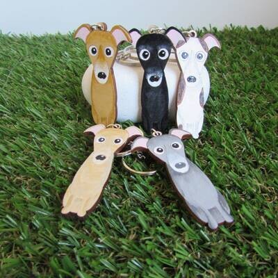 Whippet Wooden Keyring