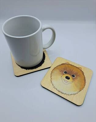Pomeranian Wooden Coaster, Pomeranian Gift, Dog Coaster, Wooden Coaster