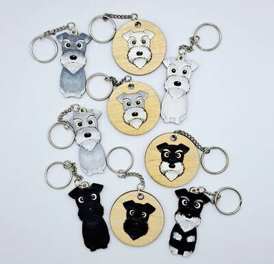 Schnauzer Wooden Keyring, Dog Keyring, Key ring, Keychain, Dog Key chain, Schnauzer Gift, Schnauzer
