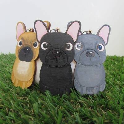 French Bulldog Wooden Keyring
