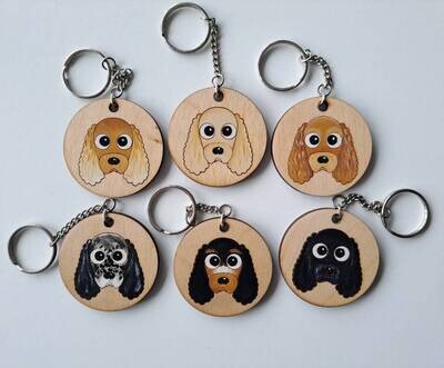 Cocker Spaniel Wooden Keyring, Dog Key ring, Keyring, Keychain, Dog Key chain, Cocker Spaniel Gift, Cocker Spaniel, Cocker