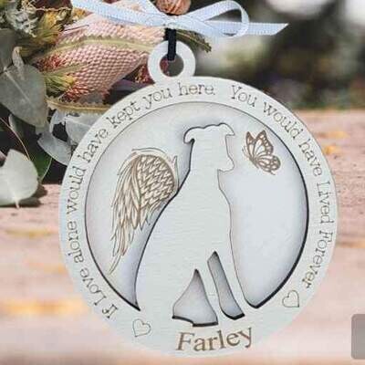 Two Layer Wooden Greyhound Dog Memorial Decoration All Breeds Available