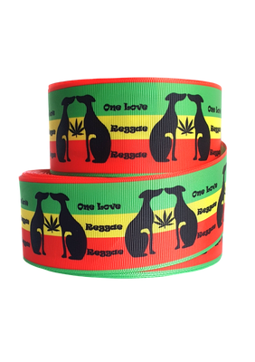 Collar  &#39;One Love Reggae Reggae&#39; Design on Grosgrain Ribbon Jane Wren