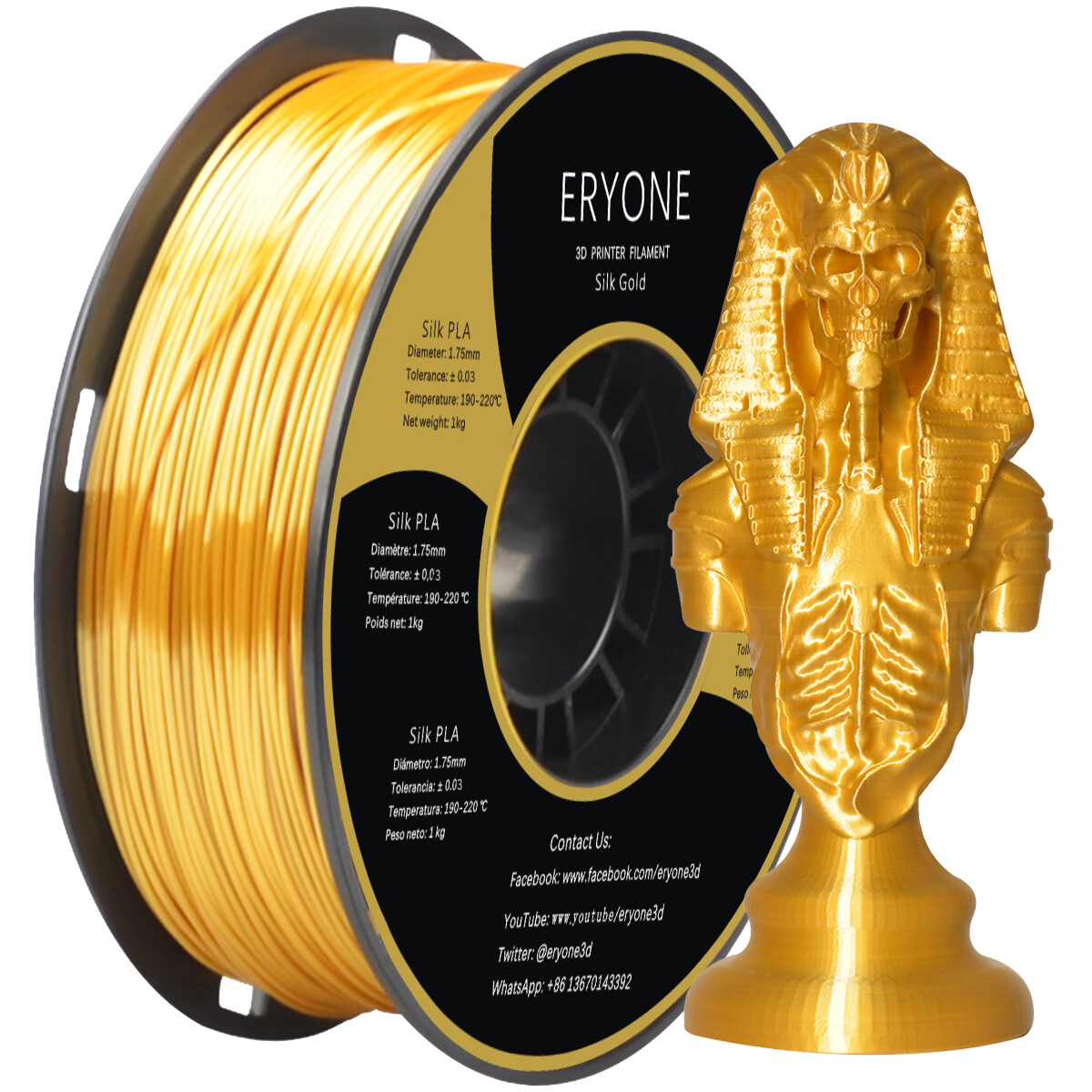 Eryone, Пластик PLA SILK Gold, шелк Золото, 1 кг.​​