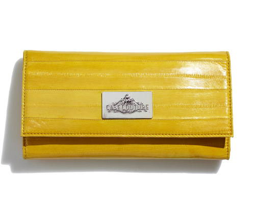 Eel Skin Makeup Wallet - Mustard Yellow