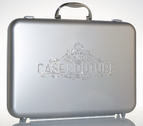 Lge Aluminium Case Silver Swarovski Logo