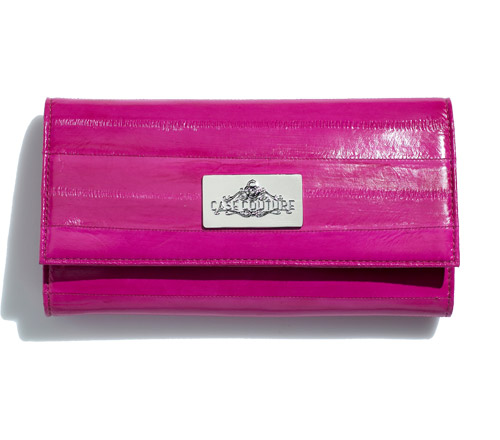 Eel Skin Makeup Wallet - Fuchsia Pink