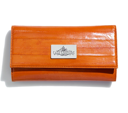 Eel Skin Makeup Wallet - Burnt Orange