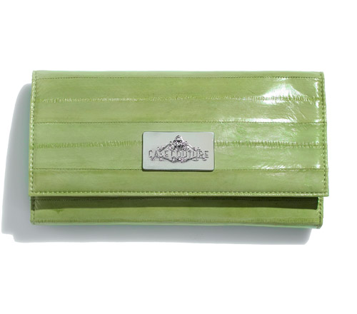 Eel Skin Makeup Wallet - Pistachio Green