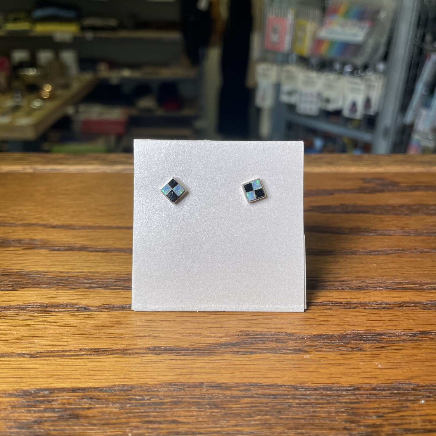 Sterling Silver Inlaid Studs - Onyx Squares