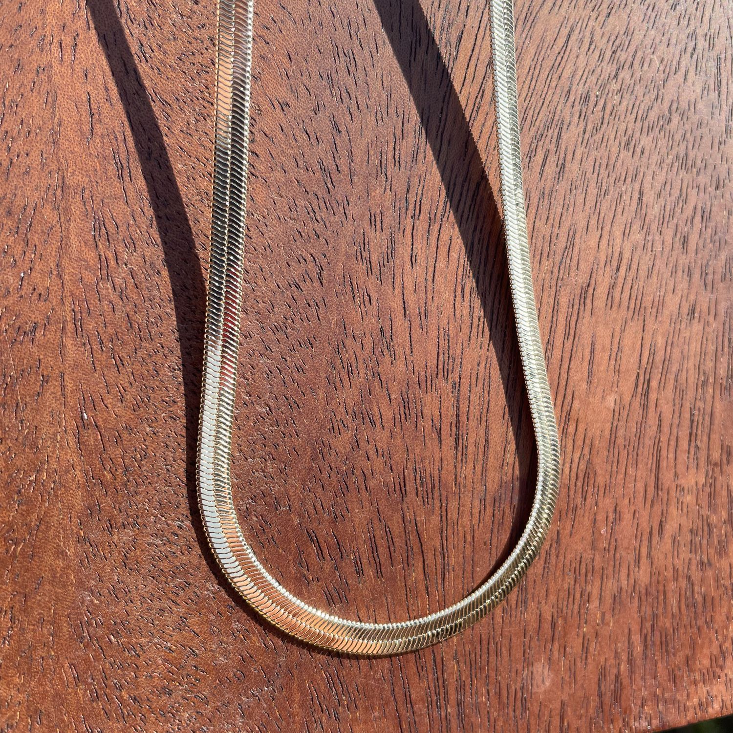 Gold Herringbone Necklace 4mm