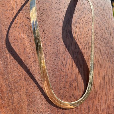 Gold Herringbone Necklace 6mm