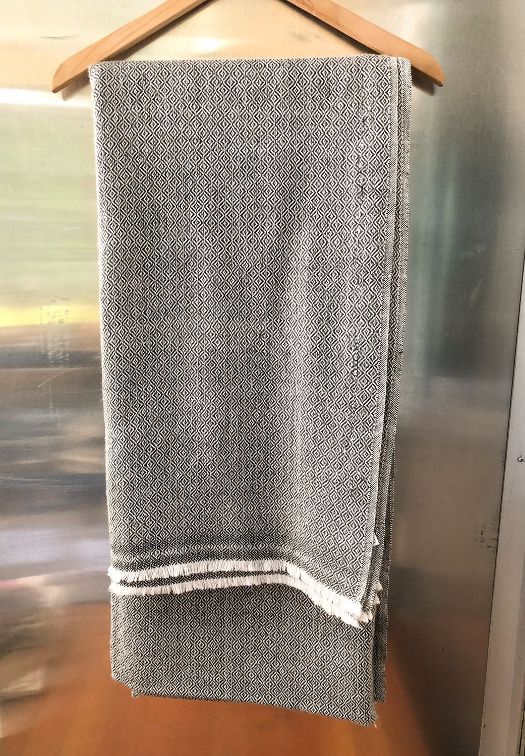 Cashmere Throw Blanket - Diamond Pattern Charcoal