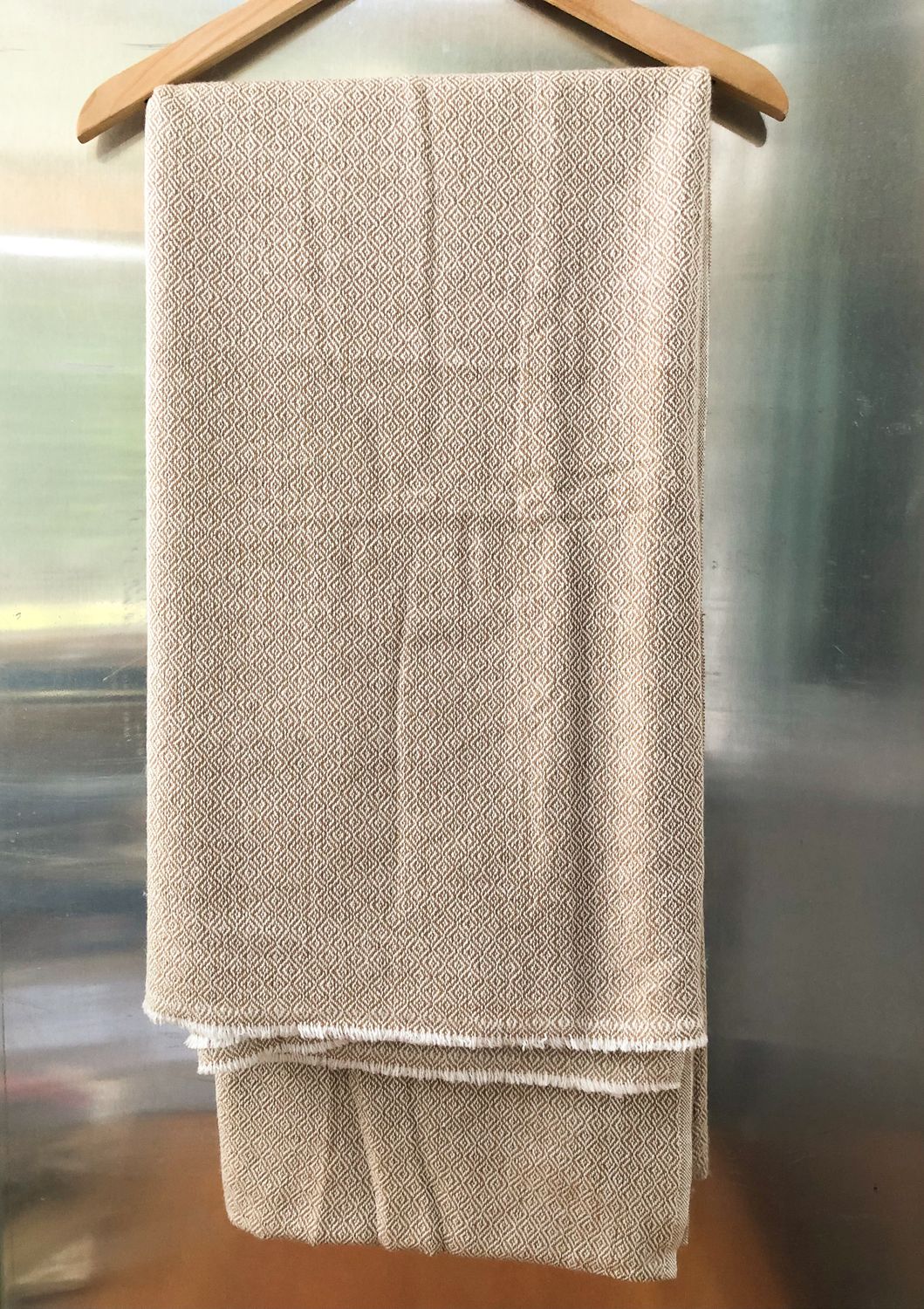 Cashmere Throw Blanket - Diamond Pattern Mustard
