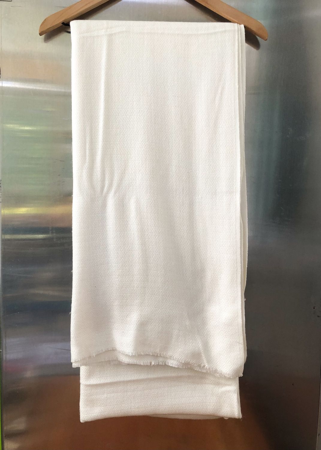 Cashmere Throw Blanket - Diamond Pattern White