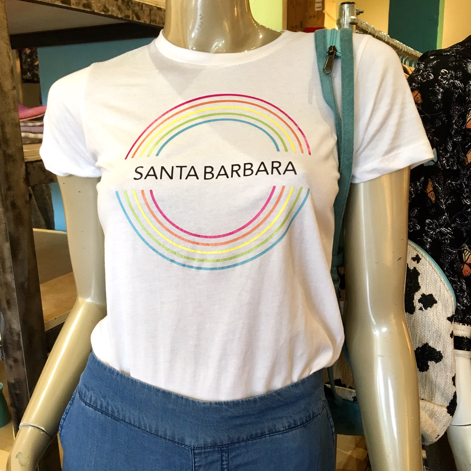 Santa Barbara Double Rainbow Women’s  Tee X Sam Guzman - White