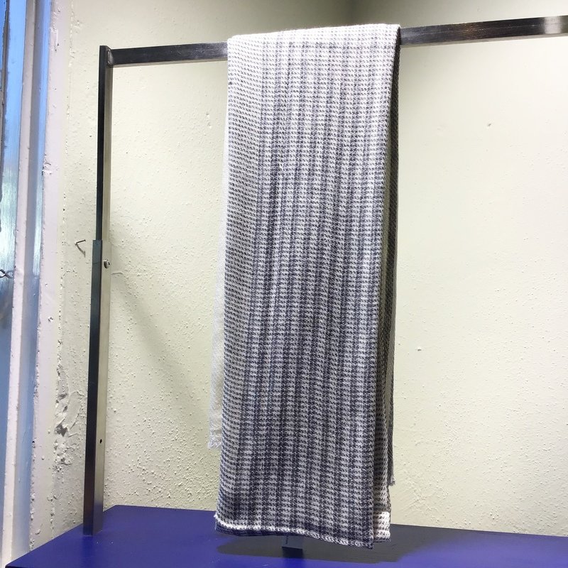 Cashmere Scarf Grey Stripes Weave