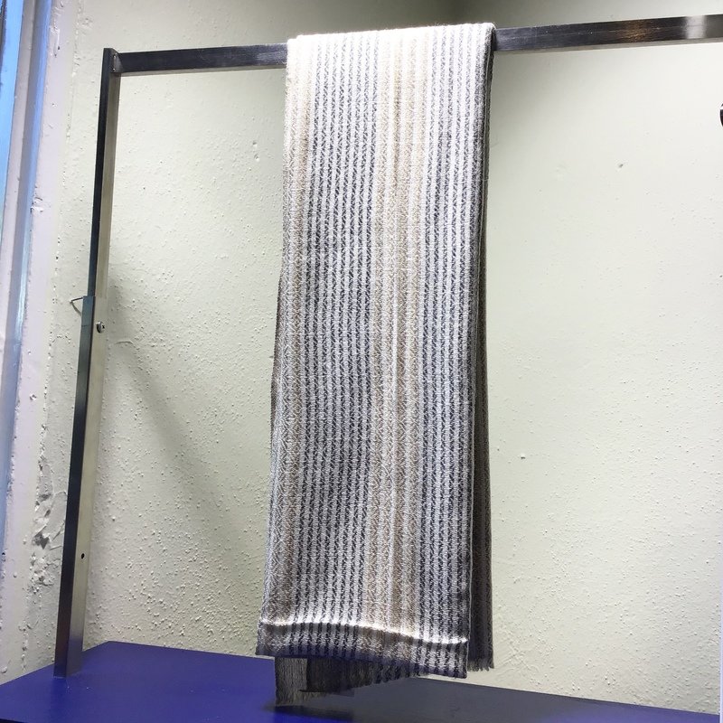 Cashmere Scarf Latté with Grey Stripes