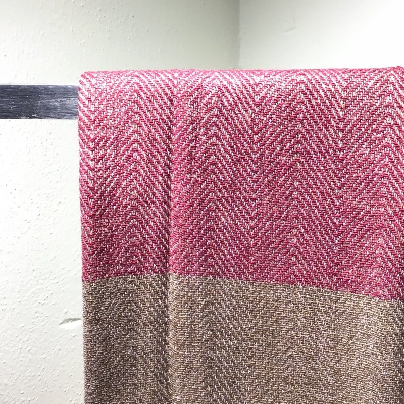 Cashmere Scarf Brown and Red Blocks