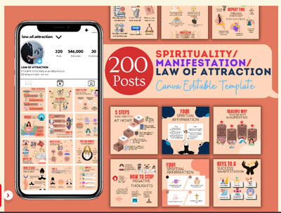 200 เทมเพลต จิตวิญญาณ/ การแสดงออก/ กฎแห่งการดึงดูด - เทมเพลตที่แก้ไขได้ของ Canva