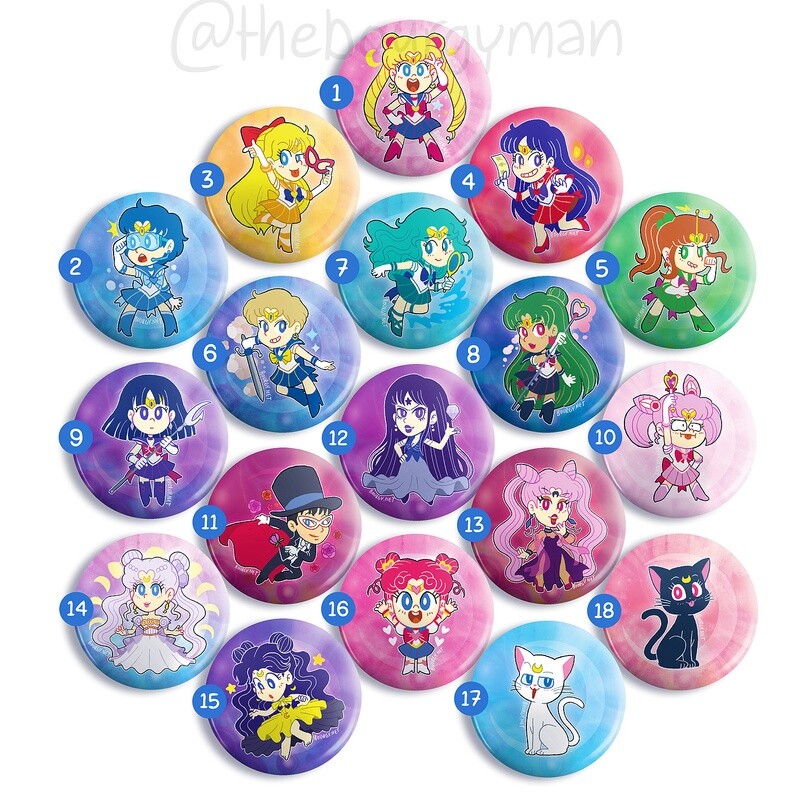 Sailor Moon 2.25" button/macaron (18 designs)