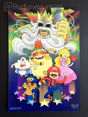 Super Adventure RPG (Super Mario vs. Adventure Time) 12 x 18" poster/affiche