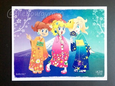 Kimono Princesses (Super Mario) 8 x 10" poster/affiche