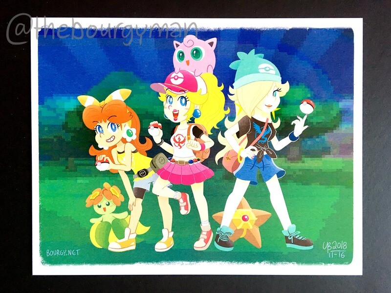 Pokémon Trainer Princesses (Super Mario) 8 x 10&quot; poster/affiche