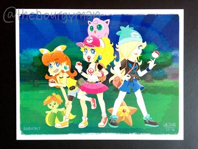 Pokémon Trainer Princesses (Super Mario) 8 x 10" poster/affiche