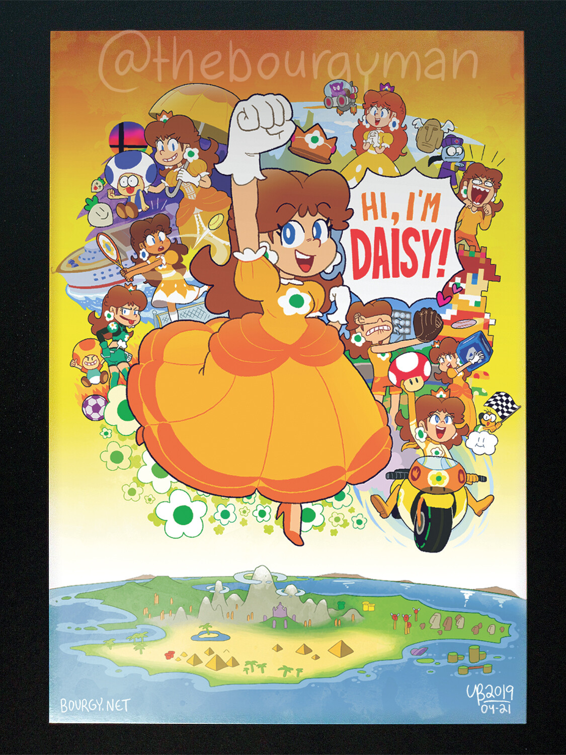 Hi, I'm Daisy! (Super Mario) 12 x 18" poster/affiche