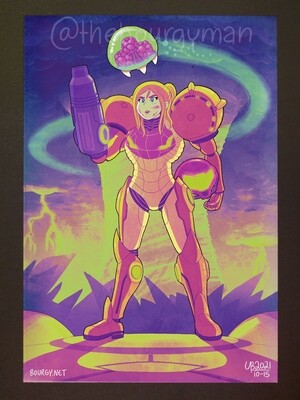 Samus and the Baby (Metroid) 12 x 18" poster/affiche
